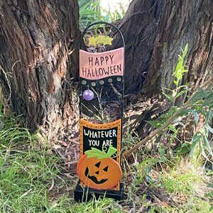 Wood & Metal Stand-Door Stop Yard Decor Happy Halloween Whatever You Are